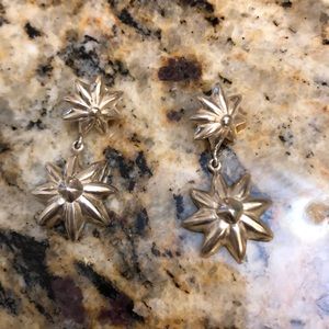 Sterling silver double star burst earrings.